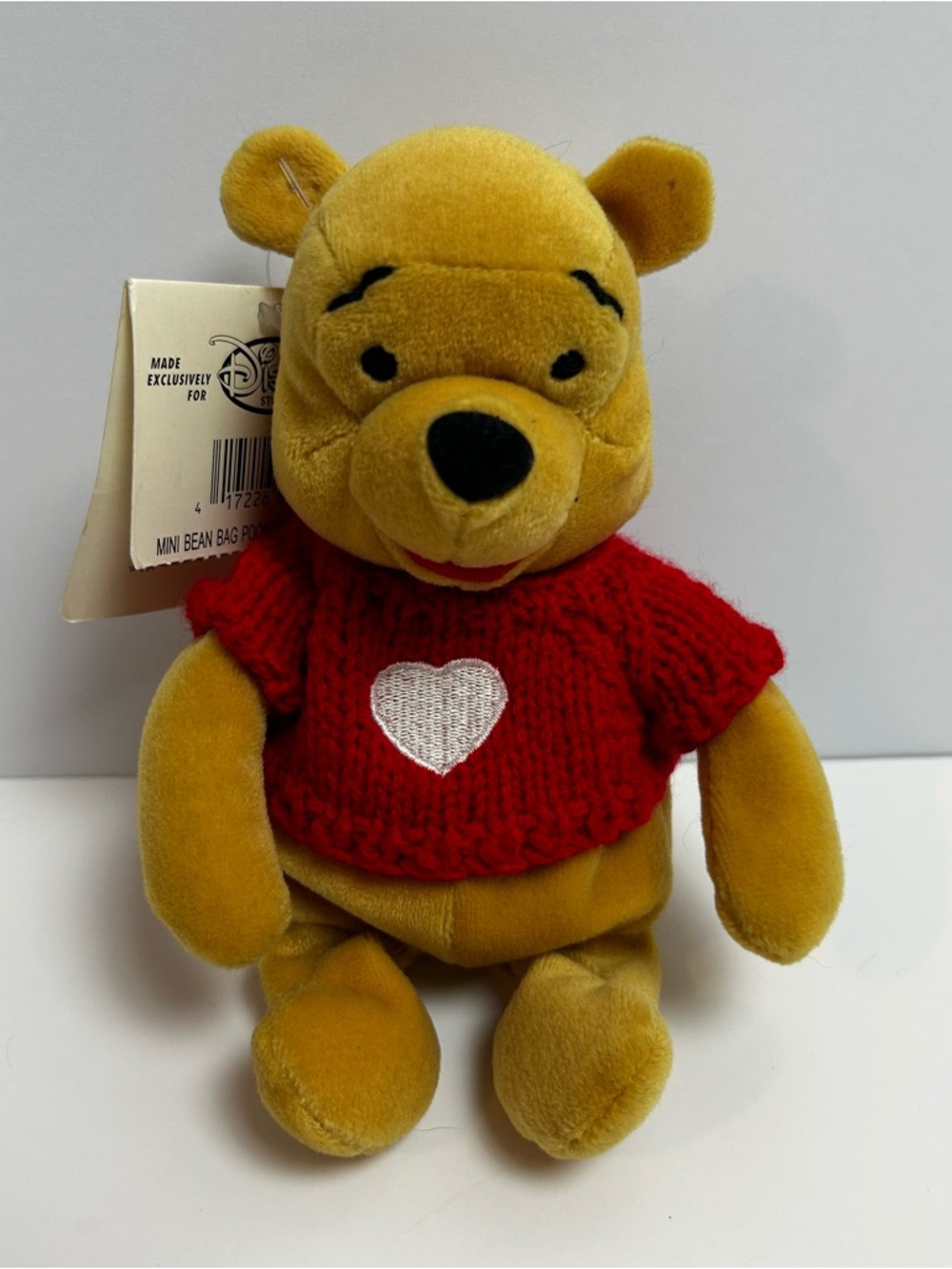 NWT Vintage The Disney Store Winnie the Pooh red knit sweater bean bag plush